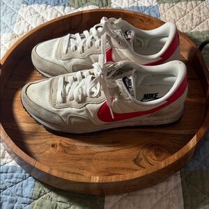 Nike Cream and Red Athletic Shoes